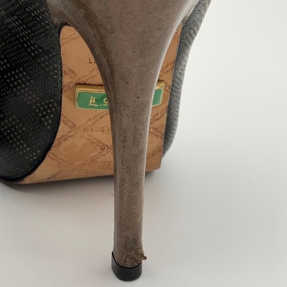 L.A.M.B Pinup LEATHER PEEP TOE PUMP STRAP HEELS - Picture 5 of 8